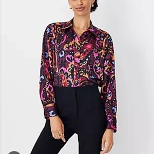 Ann Taylor Paisley Collared Shirt